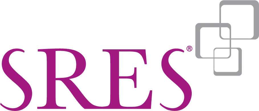 SRES logo: purple text with initials, and three overlapping gray squares.