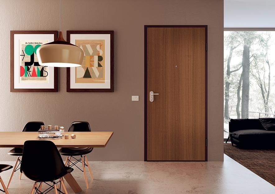 Porta interna blindata effetto legno