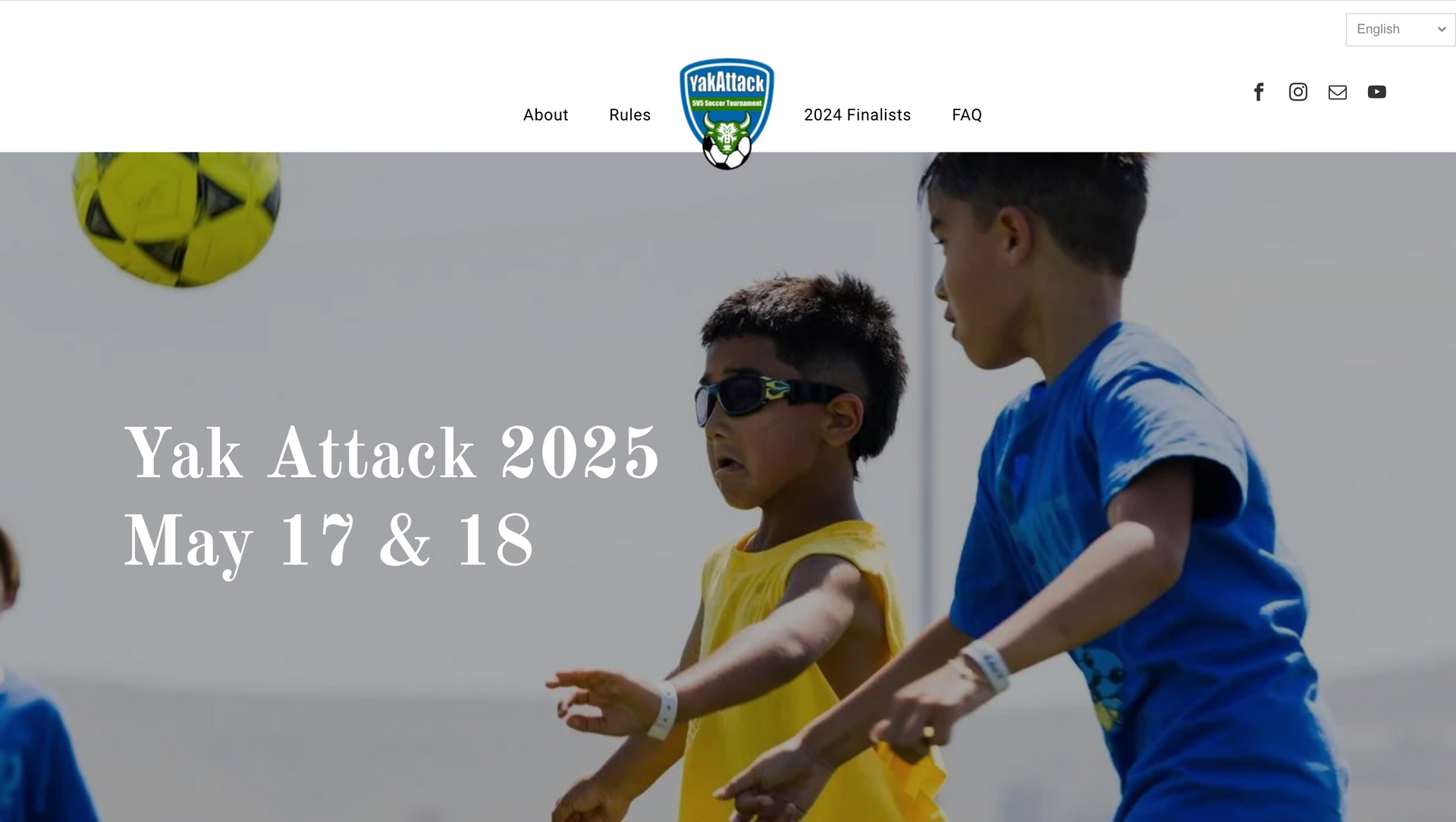 A website for a soccer team called yak attack 2023
