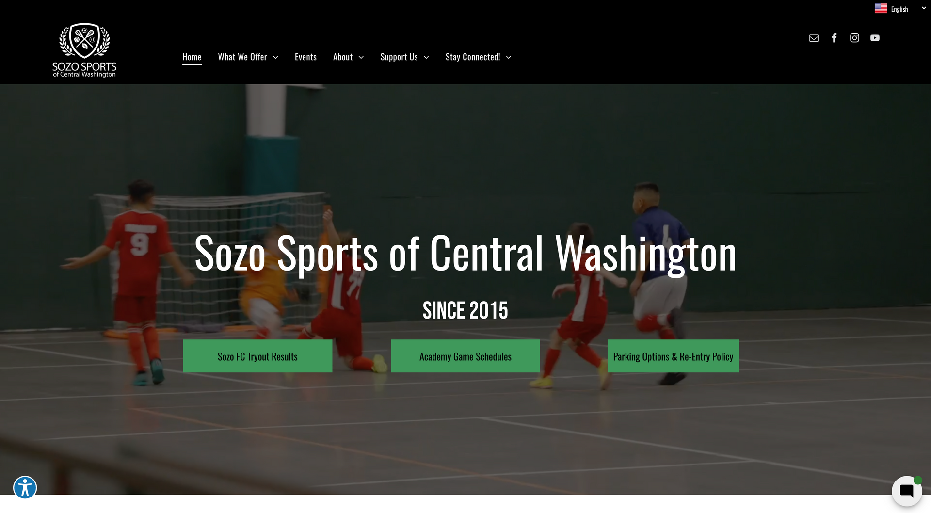 A screenshot of the sozo sports of central washington website