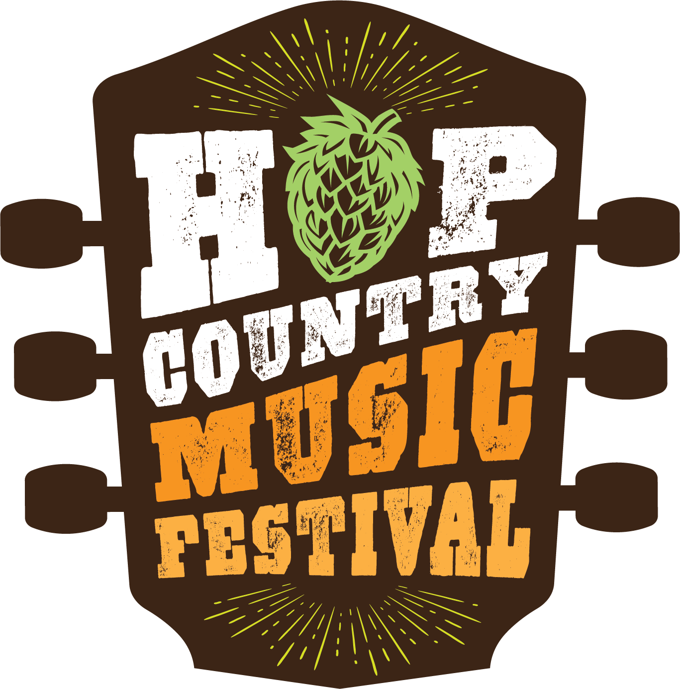 The logo for the hop country music festival is a guitar with a hop on it.