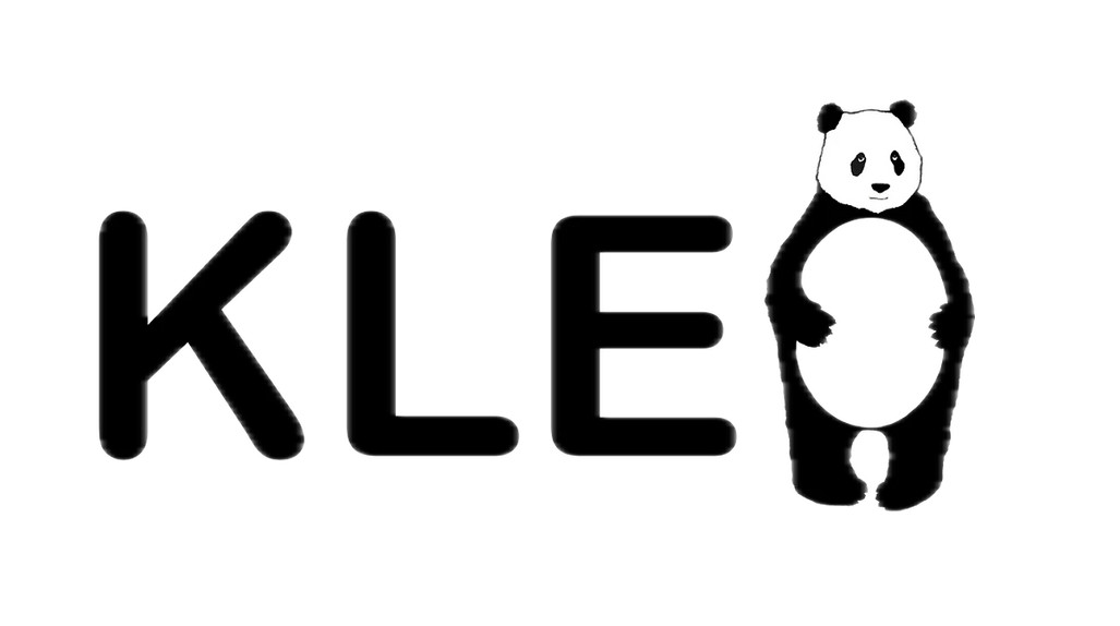 A black and white logo with a panda bear on it.