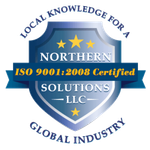 The logo for northern solutions llc is iso 9001-2008 certified
