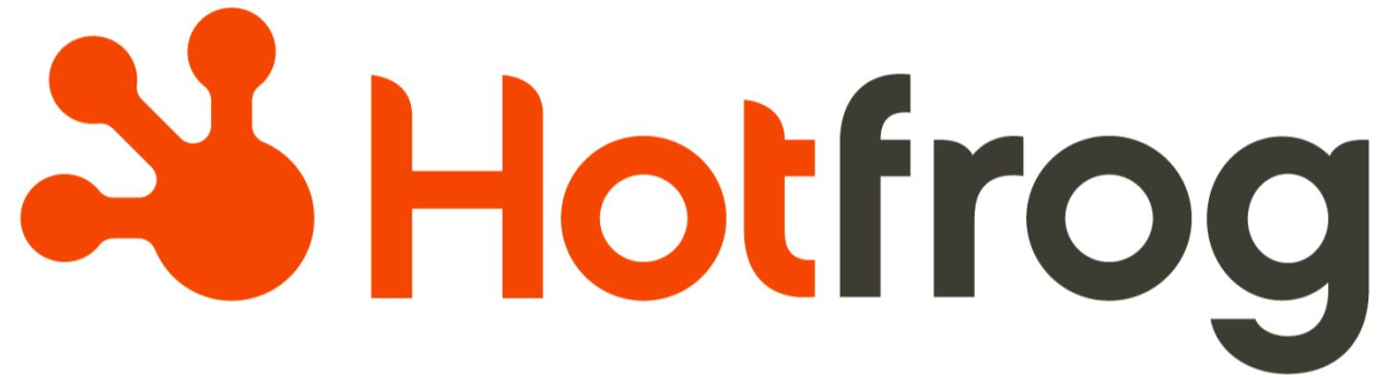 The hotfrog logo is orange and black on a white background