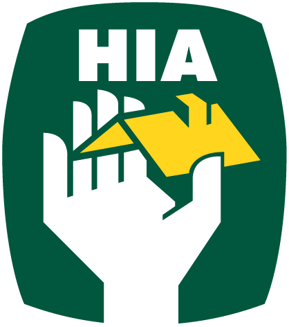 A logo for hia shows a hand holding a piece of paper