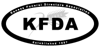 A black and white logo for the kansas funeral directors association.