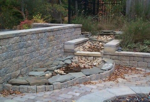 Residential Landscaping — Retaining Wall On Grassy Walkpath in Shacklefords, VA
