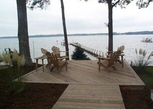 Arbors Installation — Five Wooden Chair On Dock in Shacklefords, VA