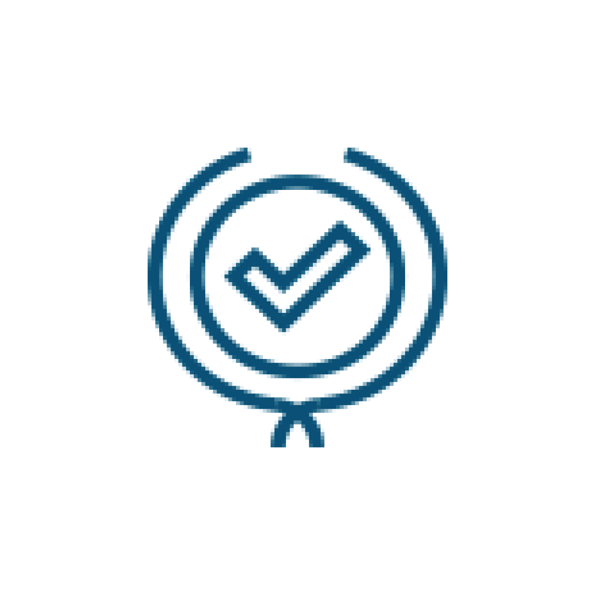 Blue check mark icon within a circular outline, representing approval or completion.