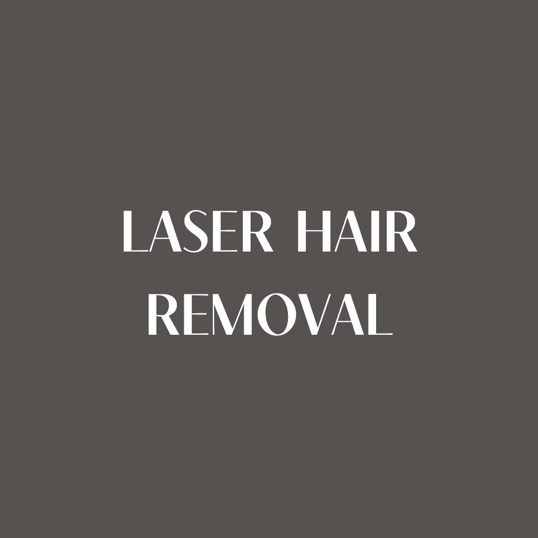 A logo for laser hair removal on a gray background.