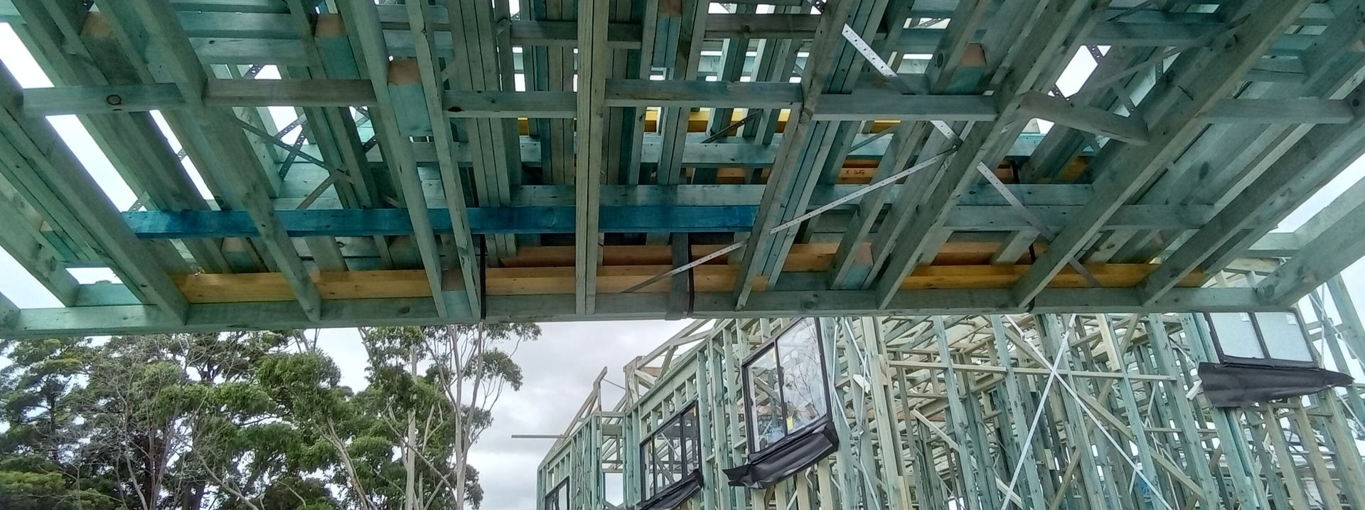 Prefabricated timber wall frames installed on multi-dwelling residential construction