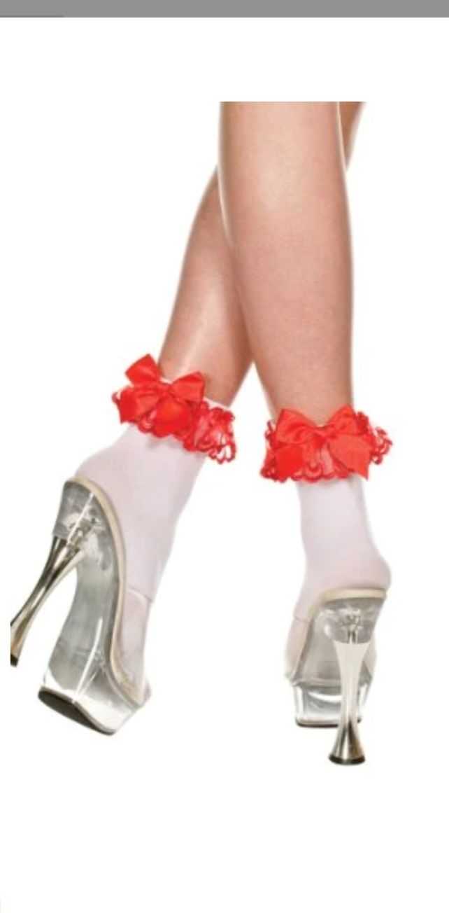 Legs With White Socks, Red Ruffle Trim — Shona's Lingerie in Hermit Park, QLD