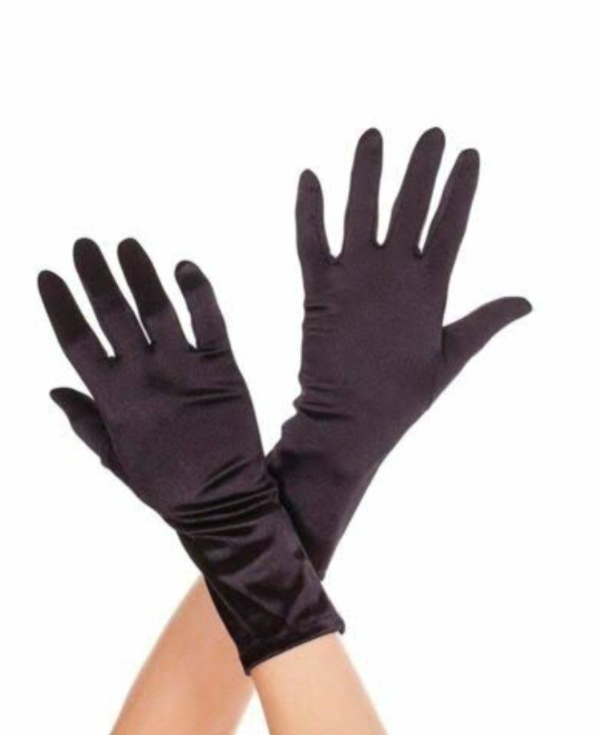 A Pair of Black Satin Gloves Are Crossed Over Each Other — Shona's Lingerie in Hermit Park, QLD