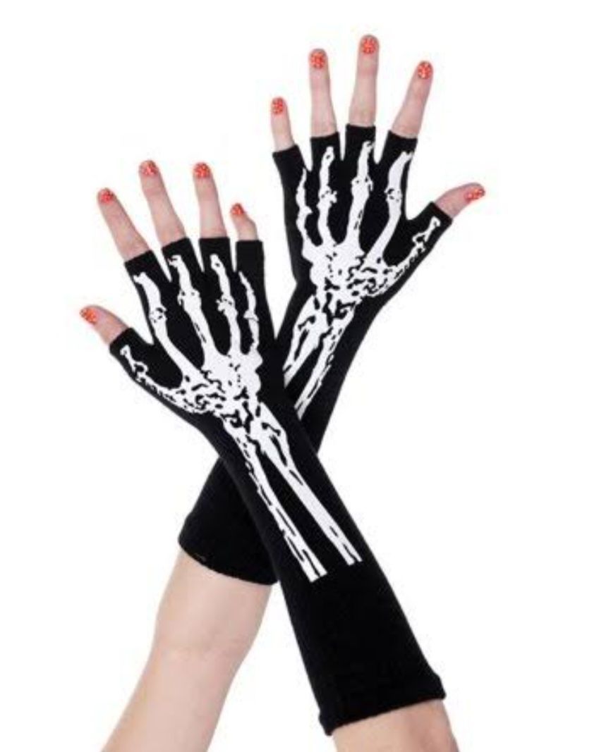 Music Legs 453 Short Print Skeleton Gloves — Shona's Lingerie in Hermit Park, QLD