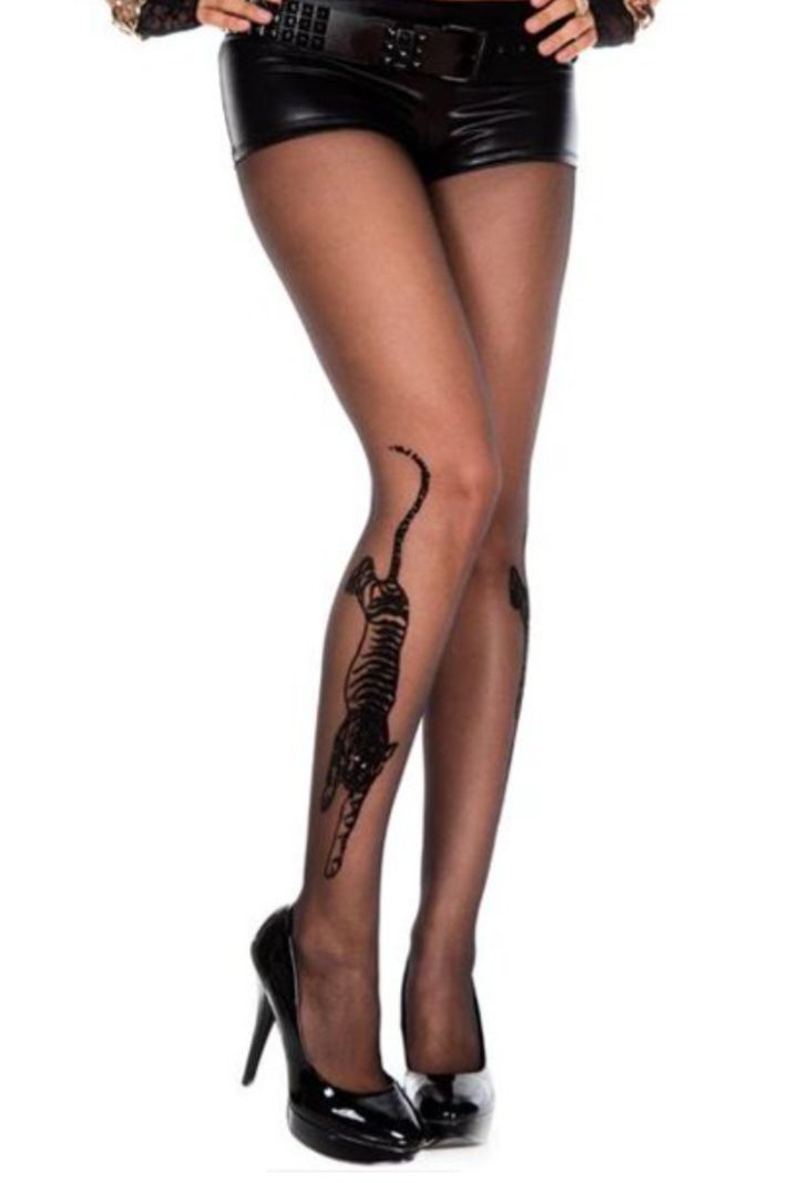 Music Legs 7249 Sheer Tiger Tattoo Design — Shona's Lingerie in Hermit Park, QLD