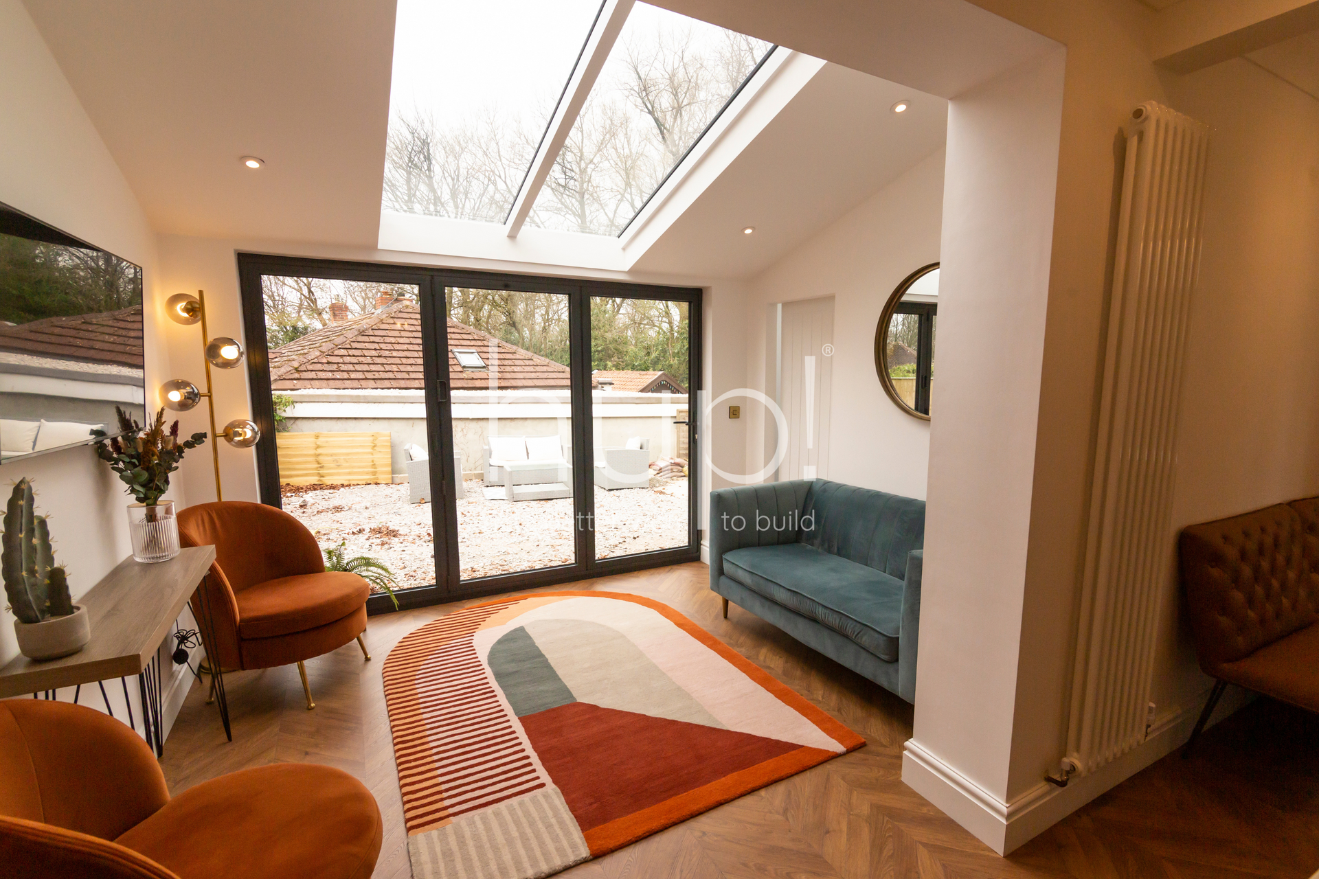 hup! conservatory refurbishment, roof lights, bi fold doors, new energy efficient home extension