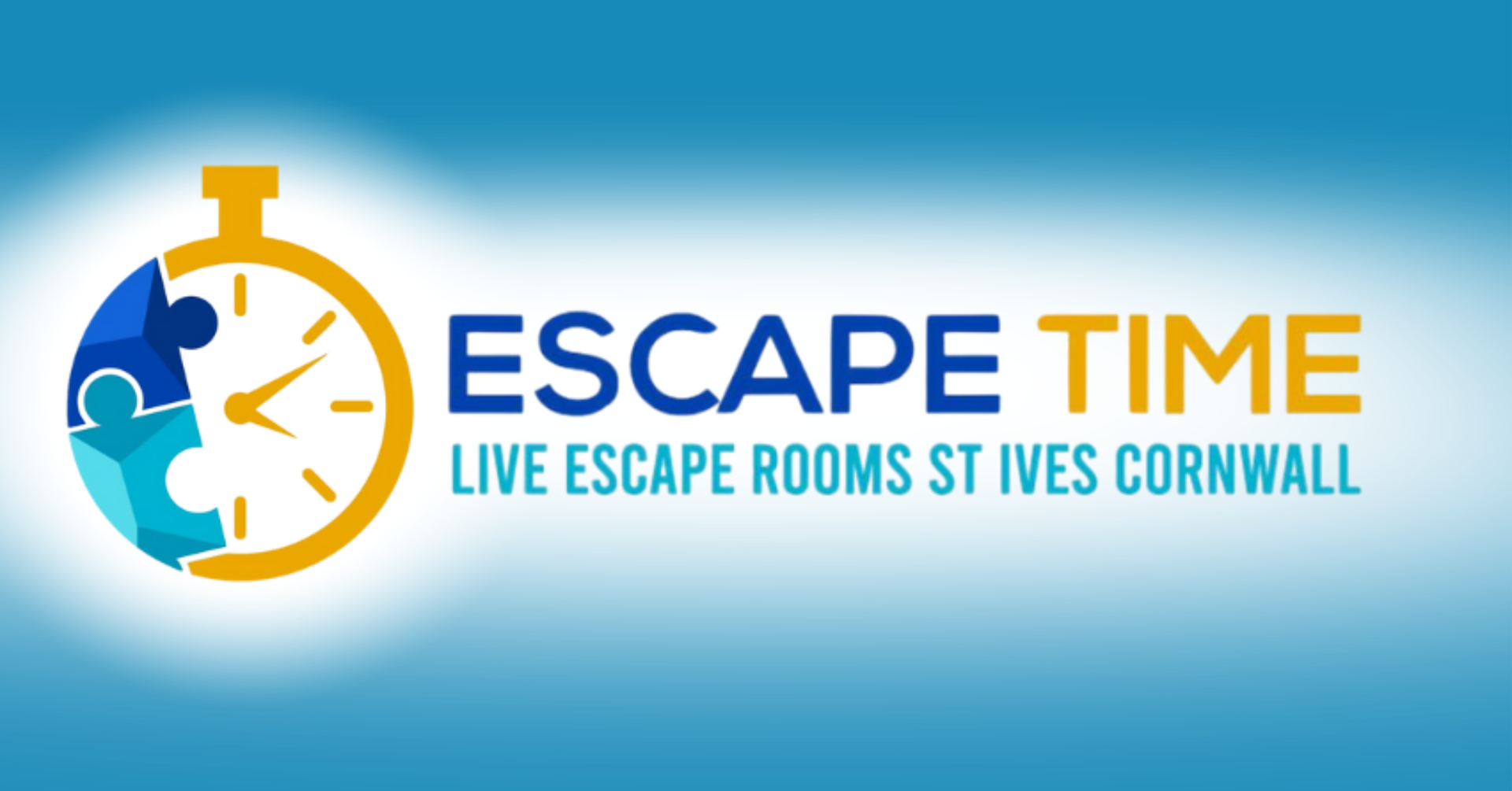The logo for escape time live escape rooms st ives cornwall
