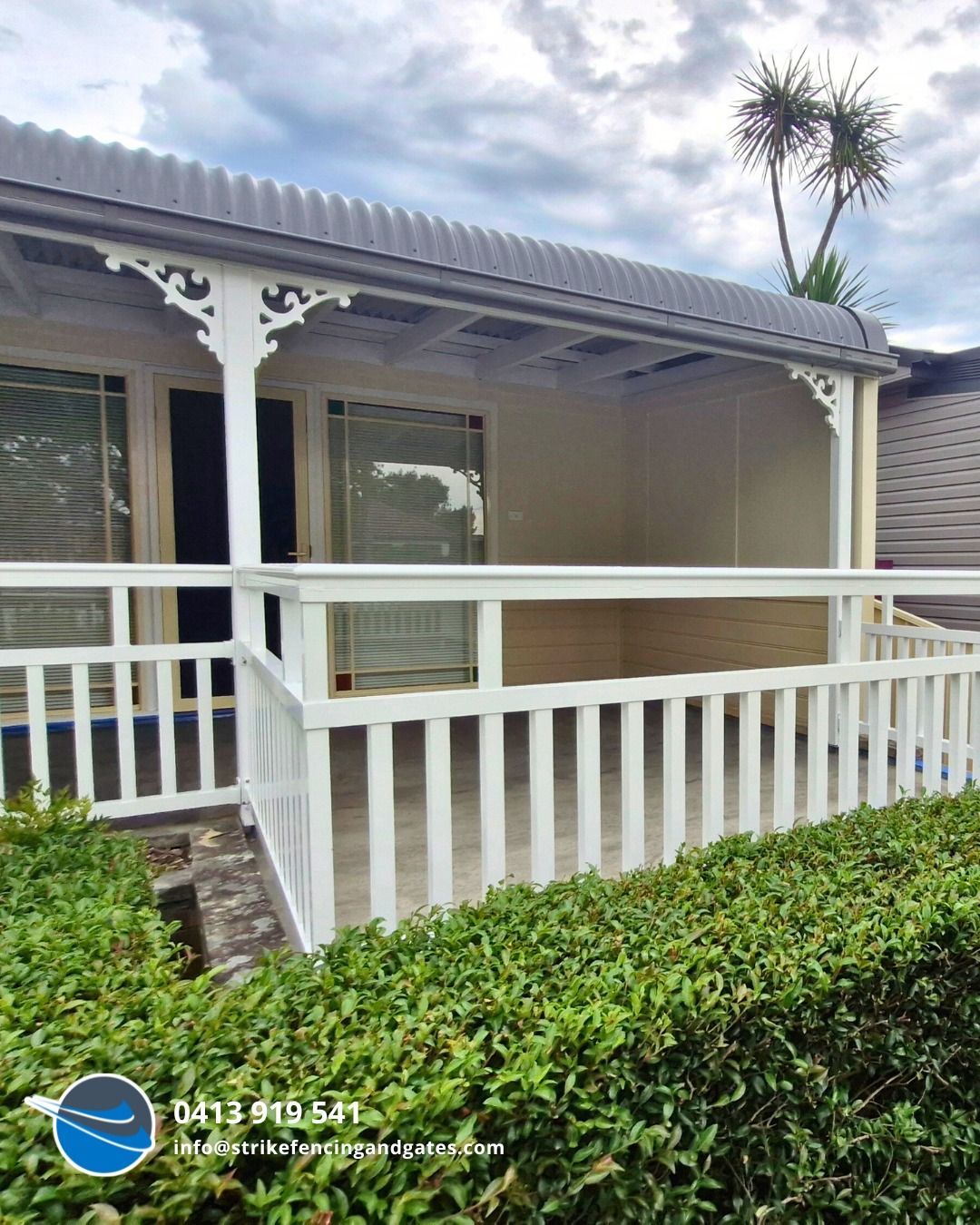 White Porch With Railing and Decorative Trim — Strike Fencing & Gates In Terrigal, NSW