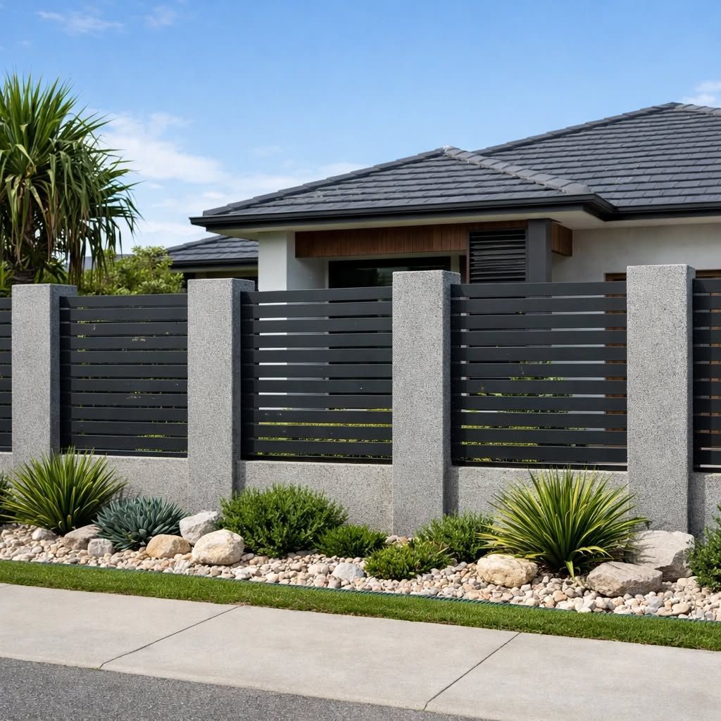 Modern House With Grey Roof And Minimalist Fence
