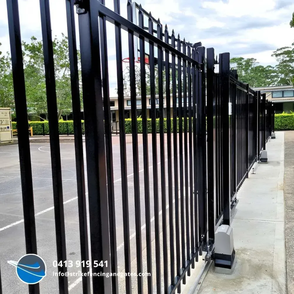 Black Metal Fence With Vertical Bars — Strike Fencing & Gates In Woy Woy, NSW