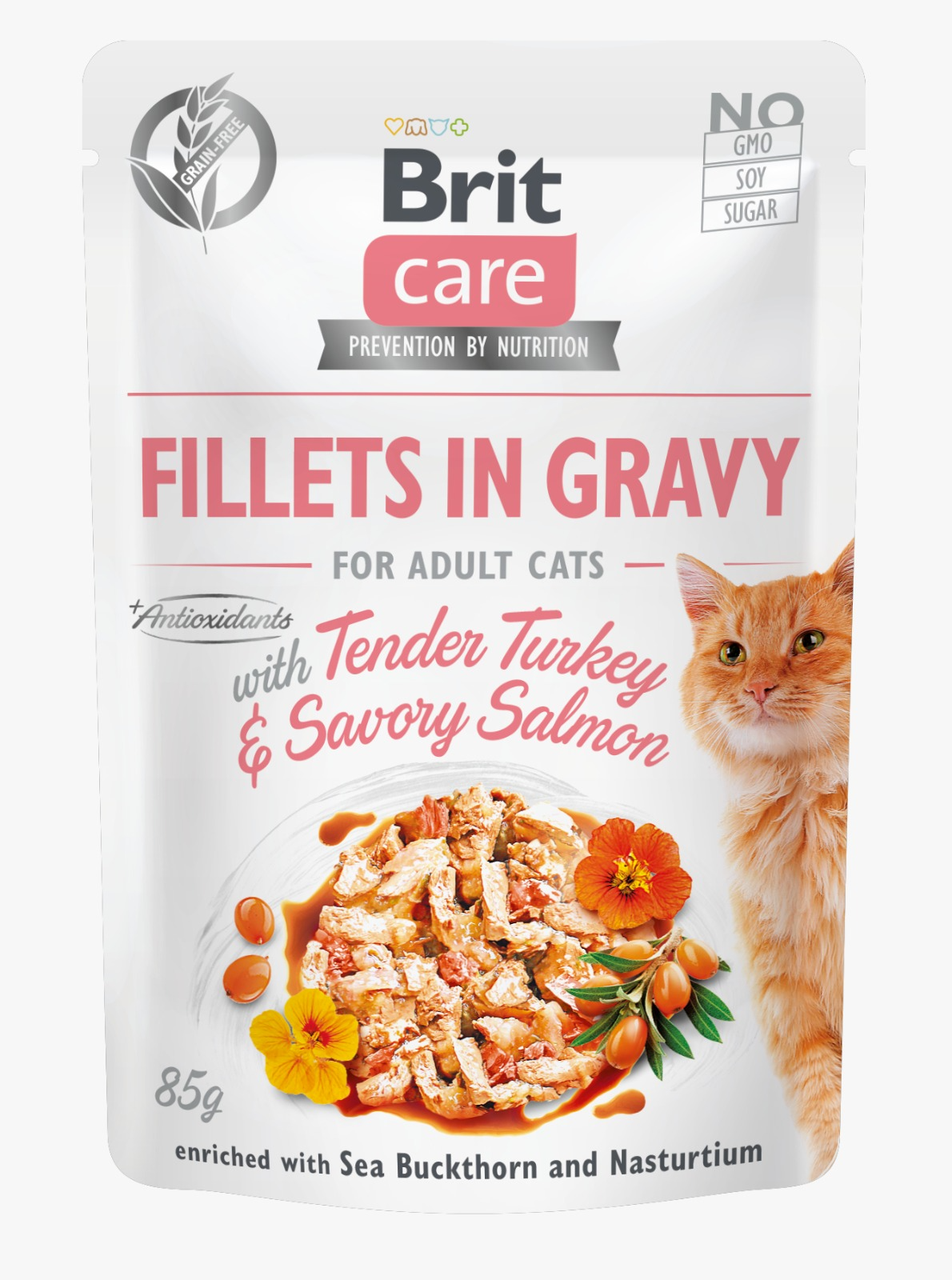 Brit Care Cat Pouch - Fillets in Gravy with Tender Turkey & Savory Salmon