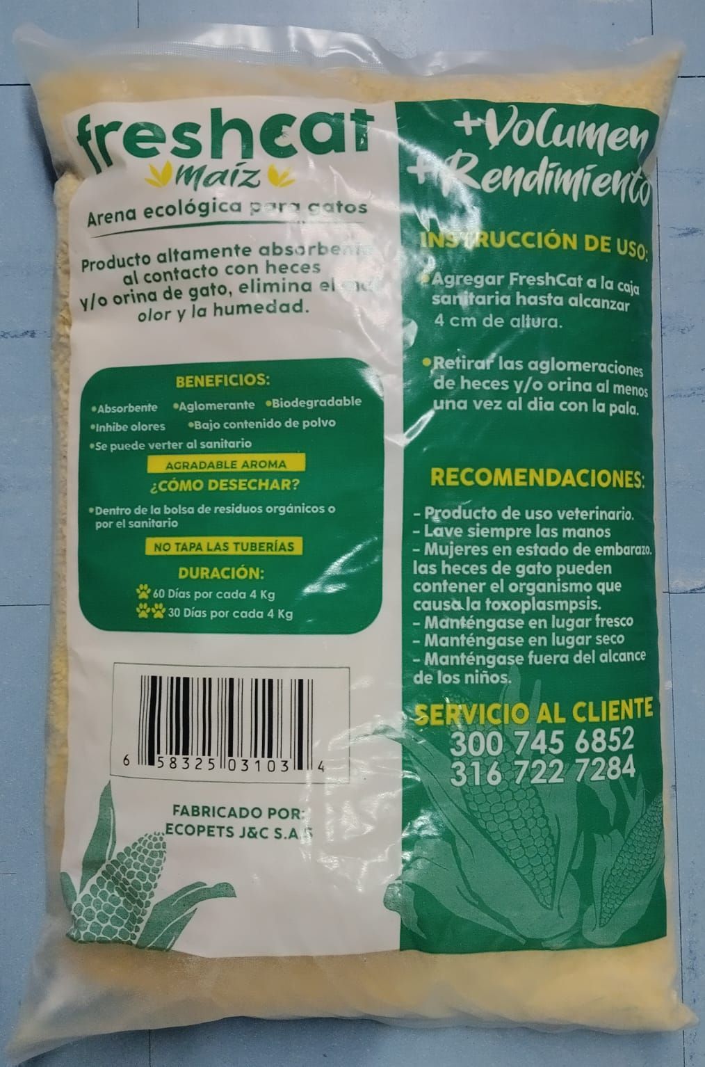 Arena para gato de Maiz 4.0KG