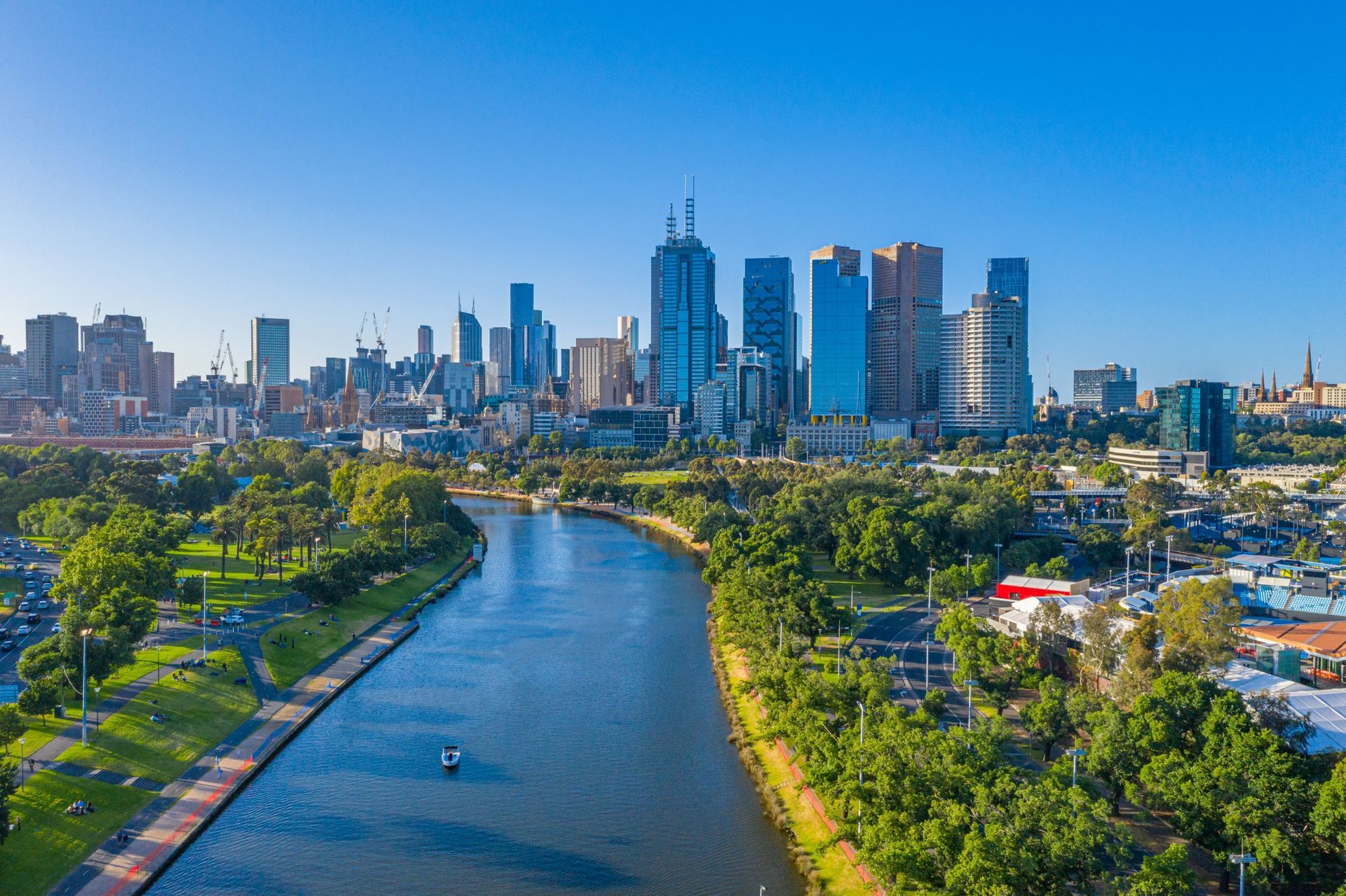 Image depicts the City of Melbourne Skyline from the Yarra River
