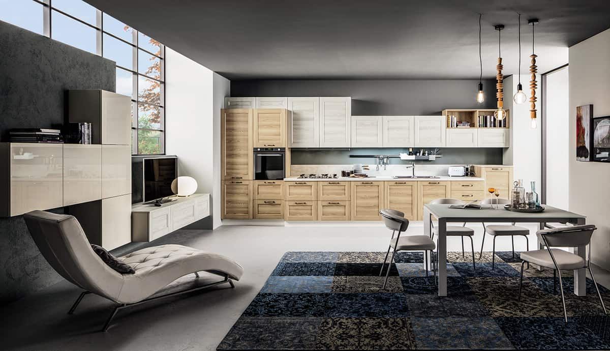 cucina abitabile con mobili in legno