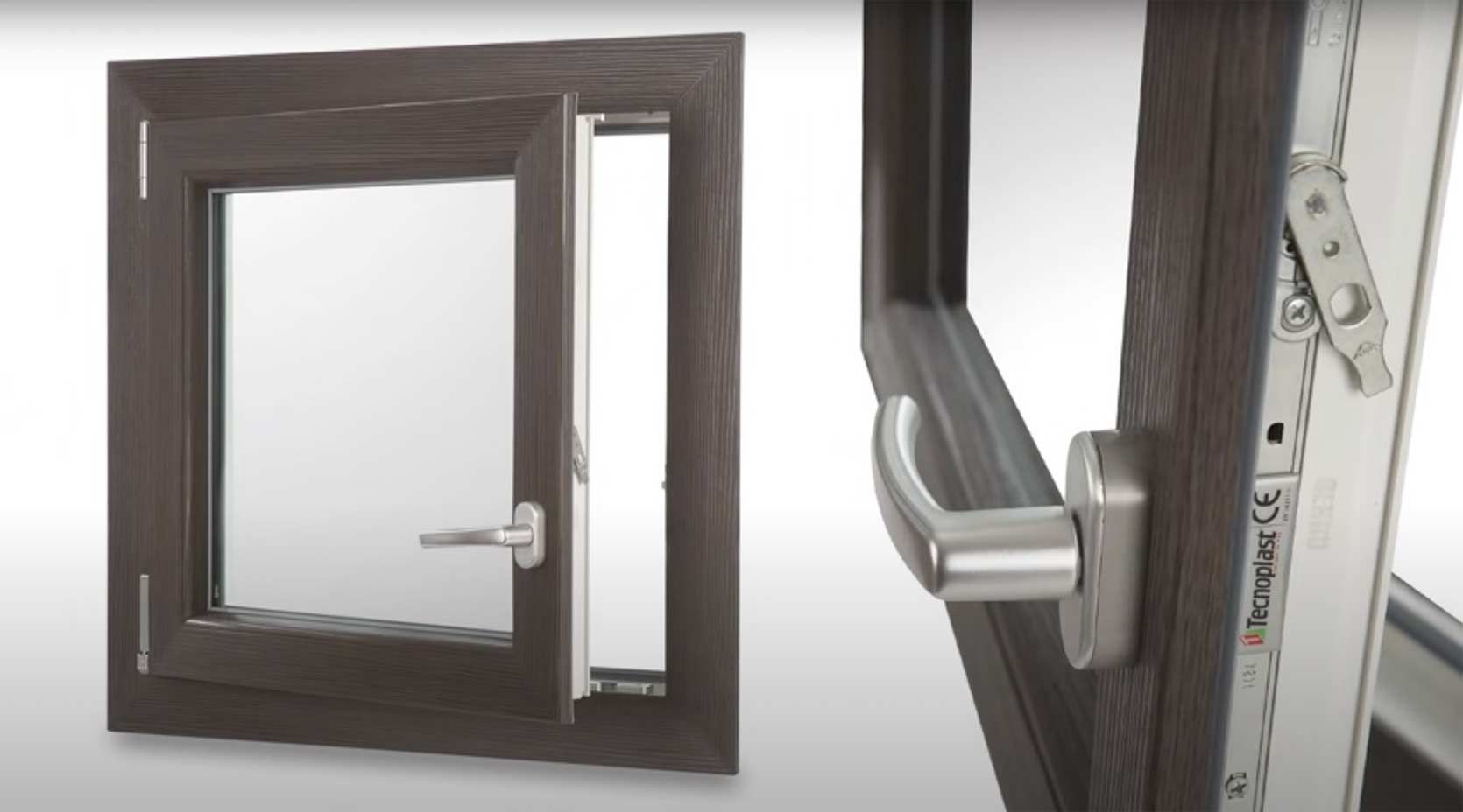 primo piano di una finestra con maniglia in acciaio