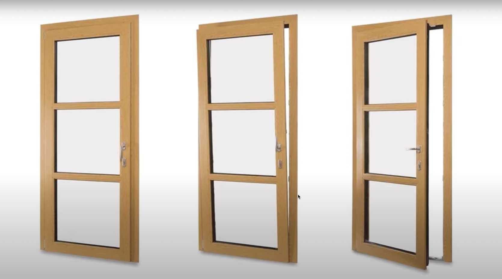 tre diversi tipi di finestre in legno