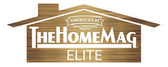 The HomeMag Elite logo featuring a stylized wooden house shape. Text says 
