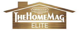 Logo for The HomeMag Elite, featuring a house shape with the magazine's name and 
