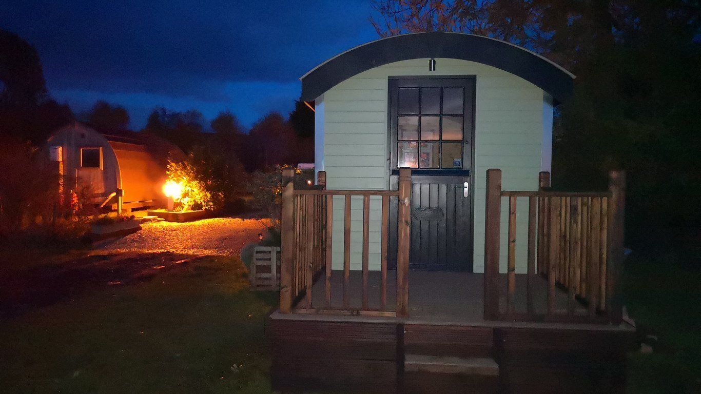 shepherd's hut evening, Lincolnshire Wolds