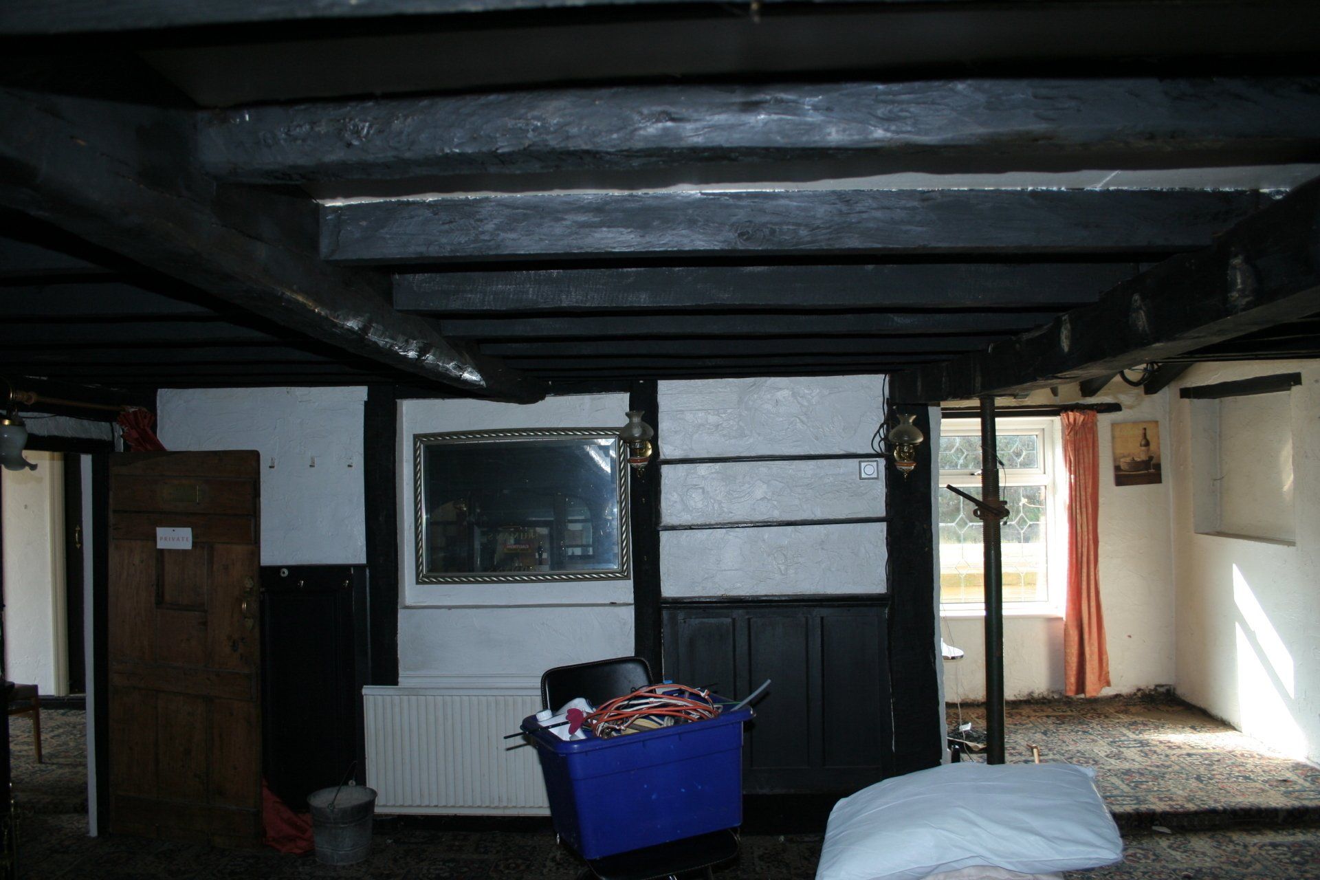 acrow prop holds up the Three Horseshoes