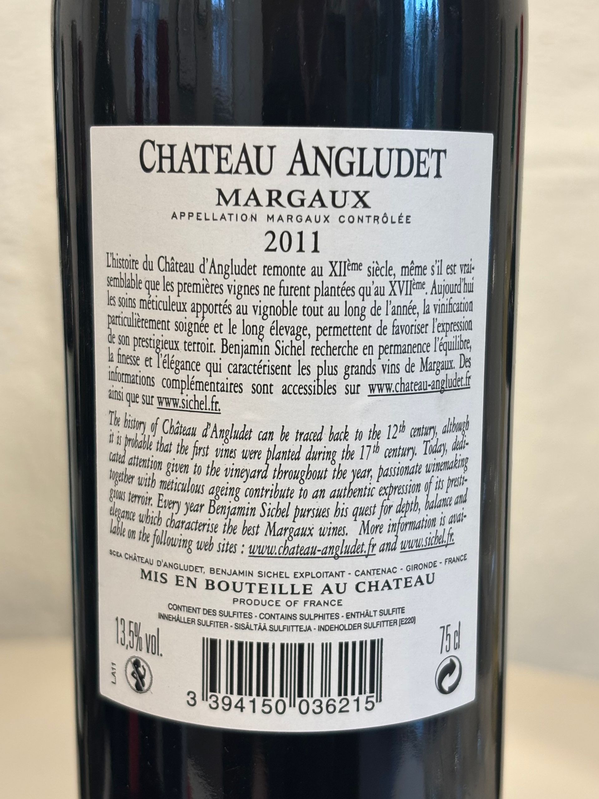 Château Angludet - Margaux Frankrijk 2011