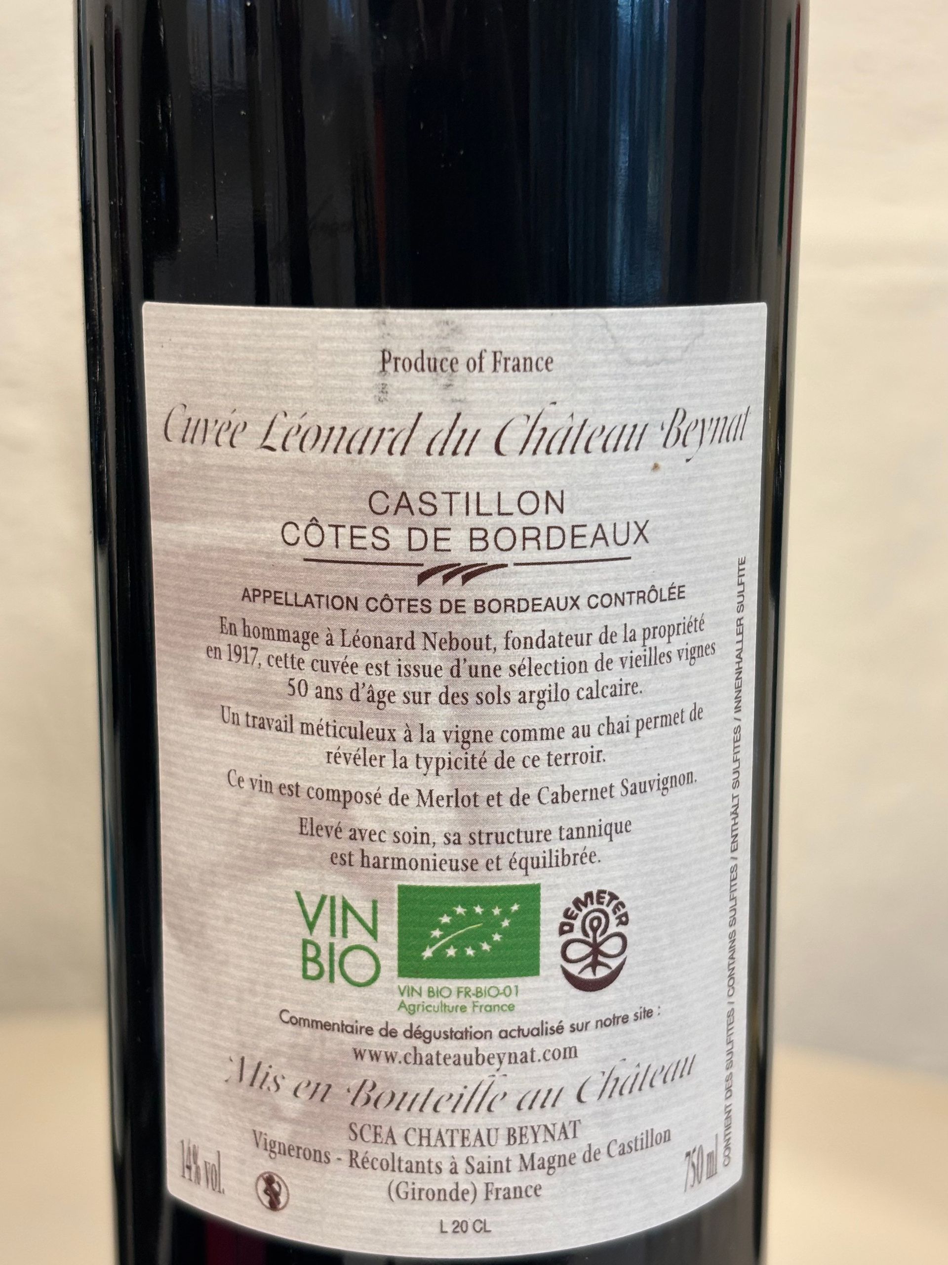 Château Beynat Cuvée Leonard Merlot 2020