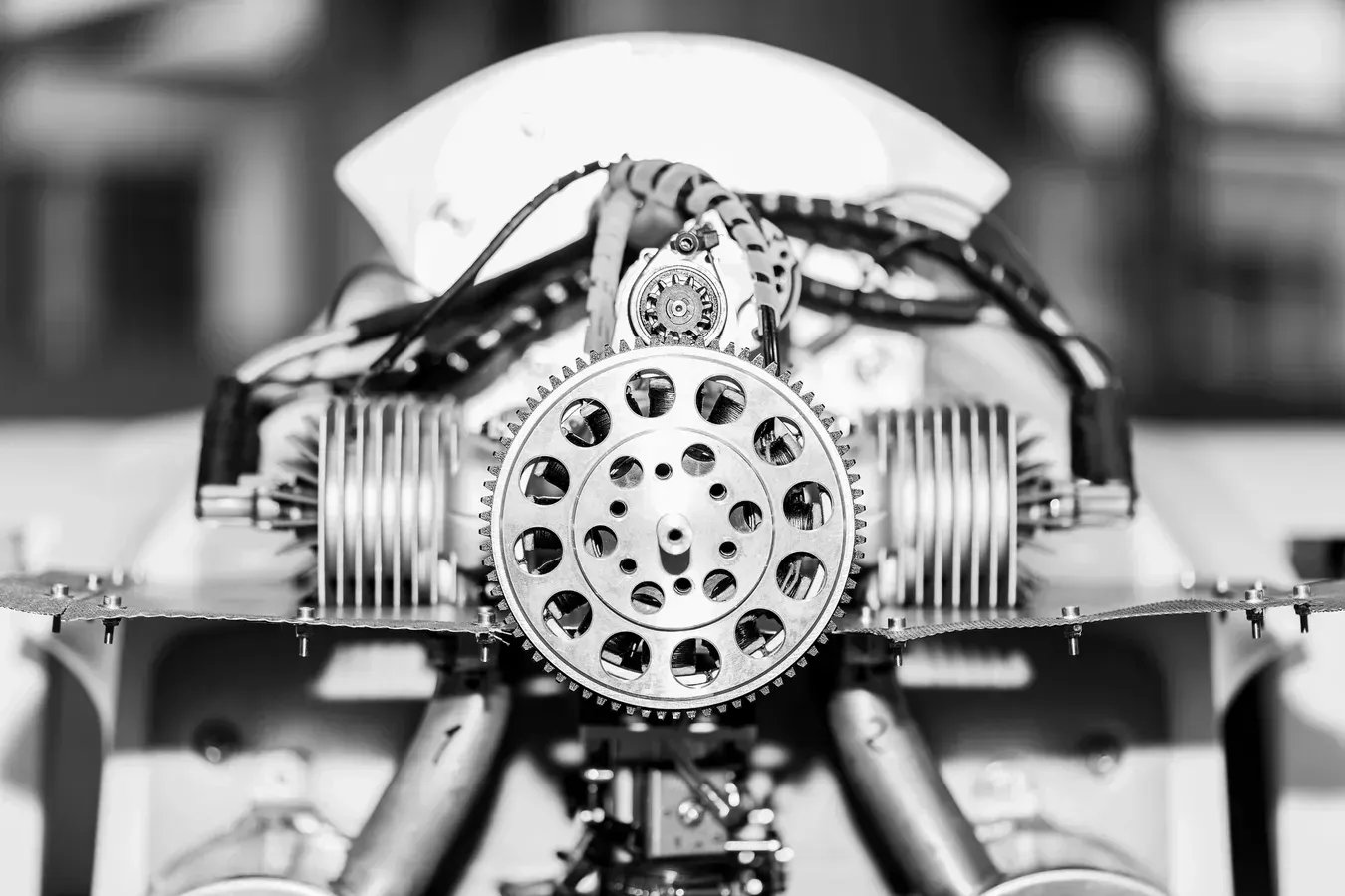 A black and white photo of a model airplane engine.  | Royal Expert Auto Service & Discount Tire Center