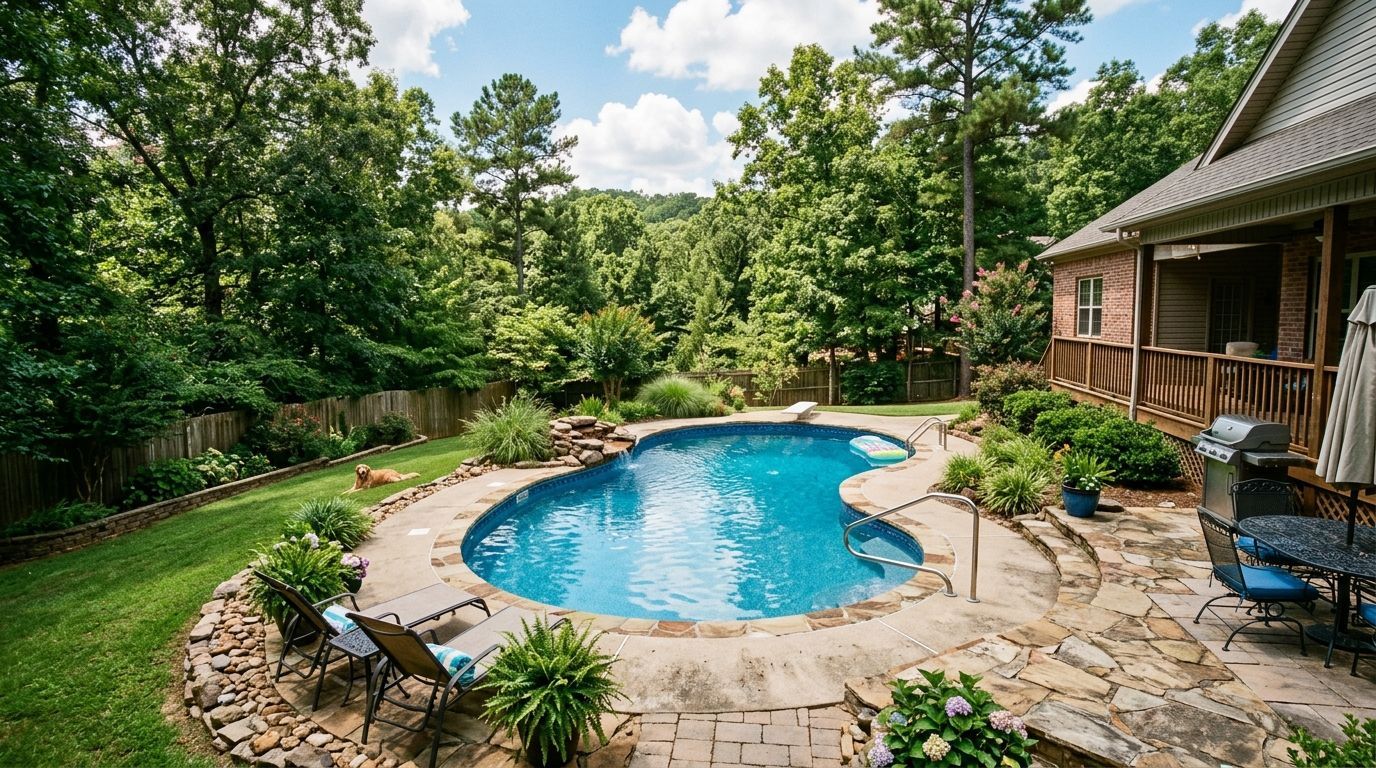 Fayetteville gunite pool builder constructing custom concrete swimming pool