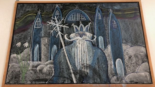 Krijtbordtekening koning winter