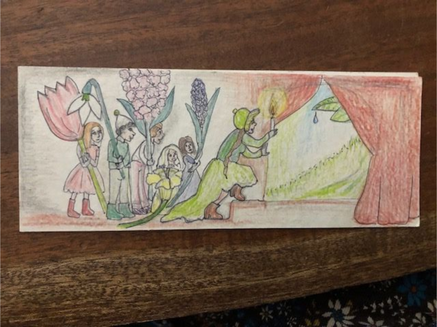 Bloemenkindertjes, kleurpotlood