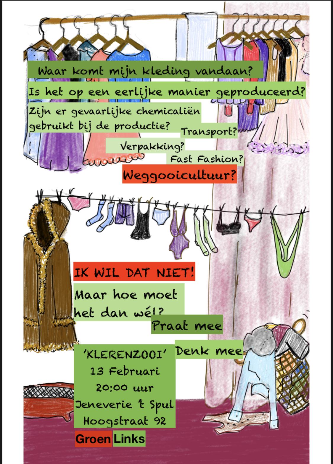 Border-illustratie voor GroenLinks Schiedam flyer