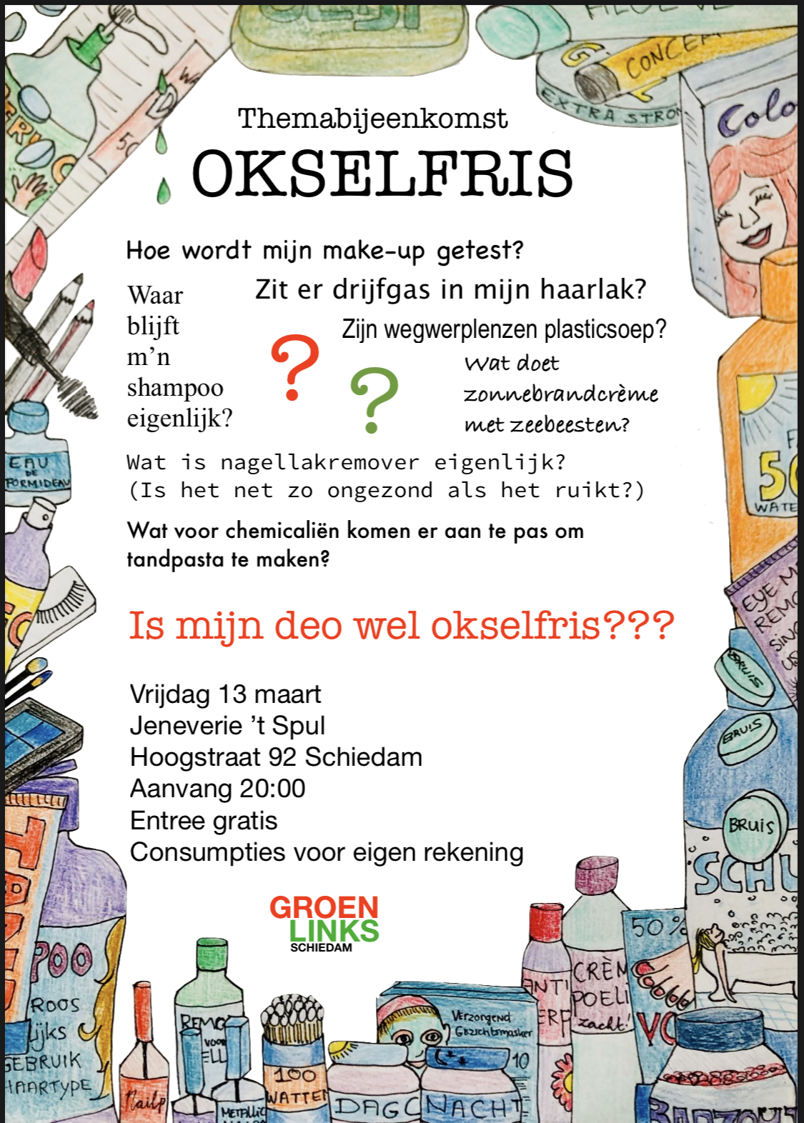 Border-illustratie voor GroenLinks Schiedam flyer