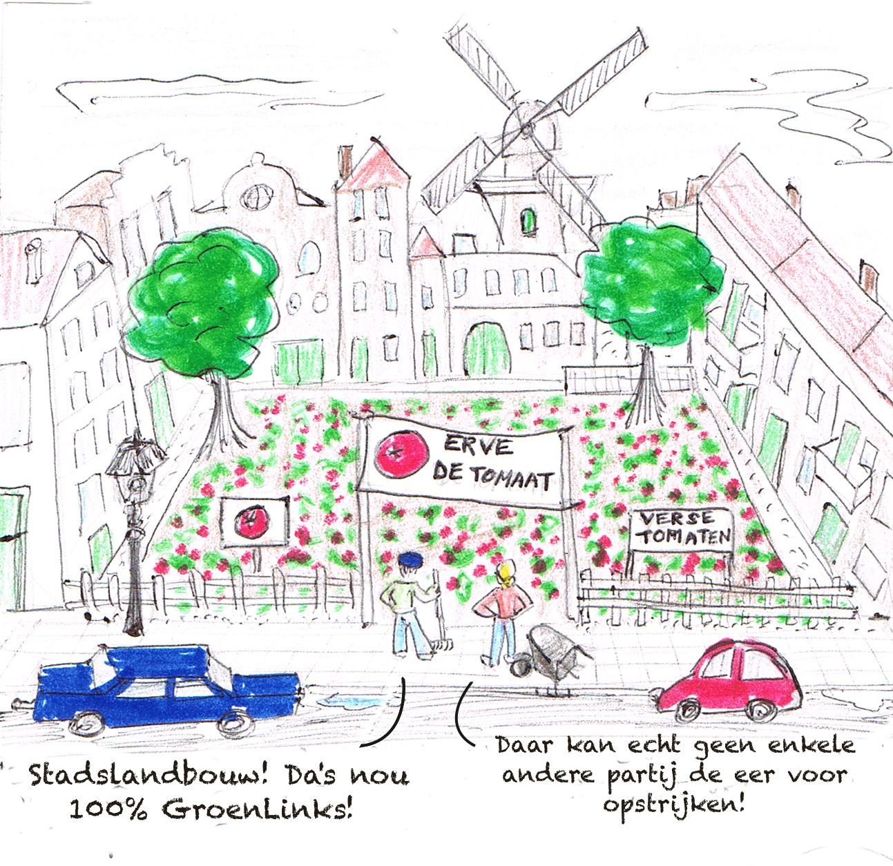 Cartoon in GroenLinks verkiezingsprogramma