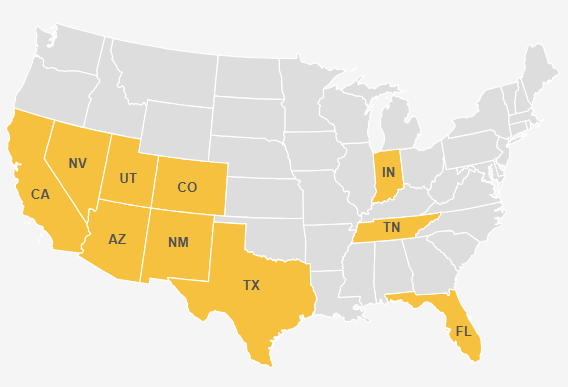 Regions we serve map