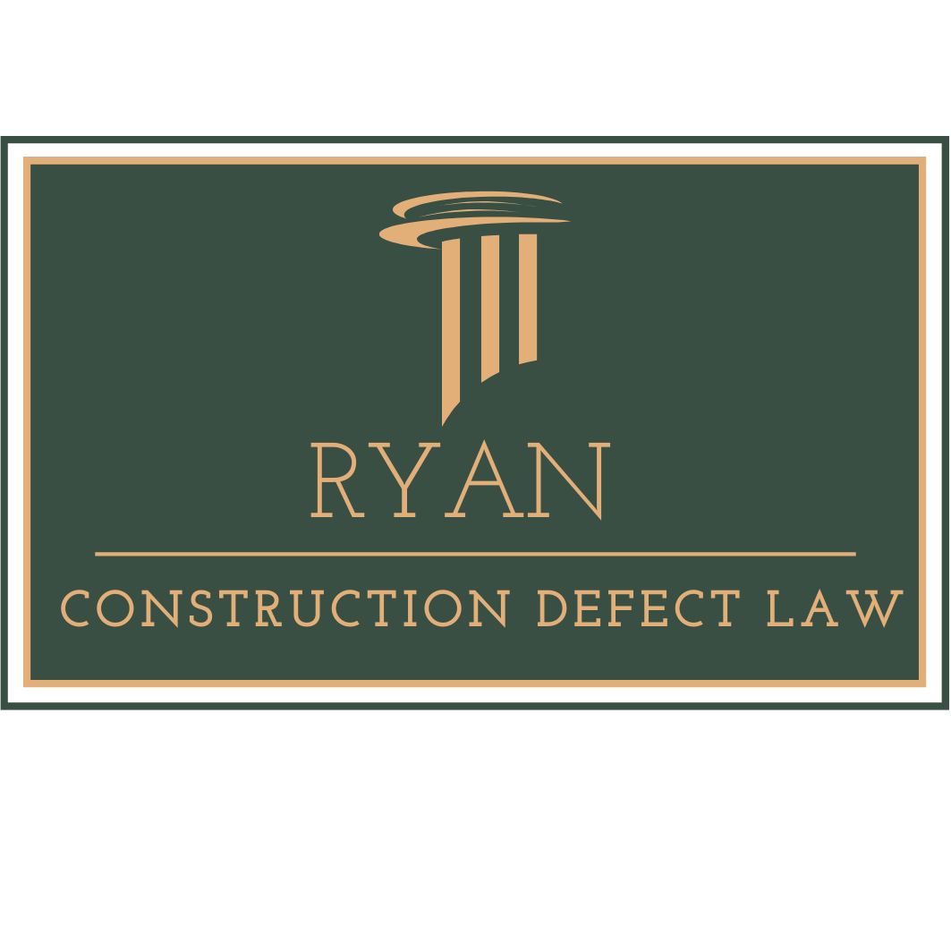 Ryan construction defect law logo on a green background