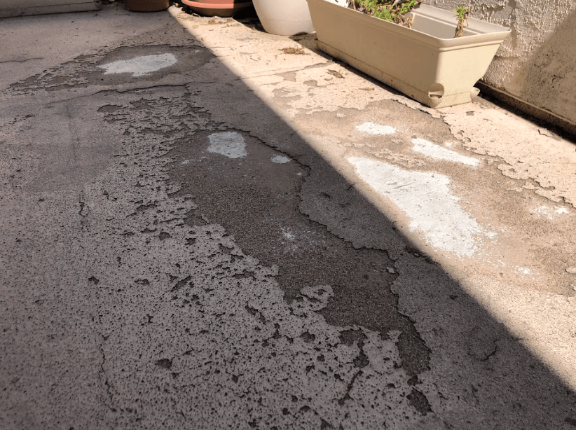 Severely damaged waterproofing