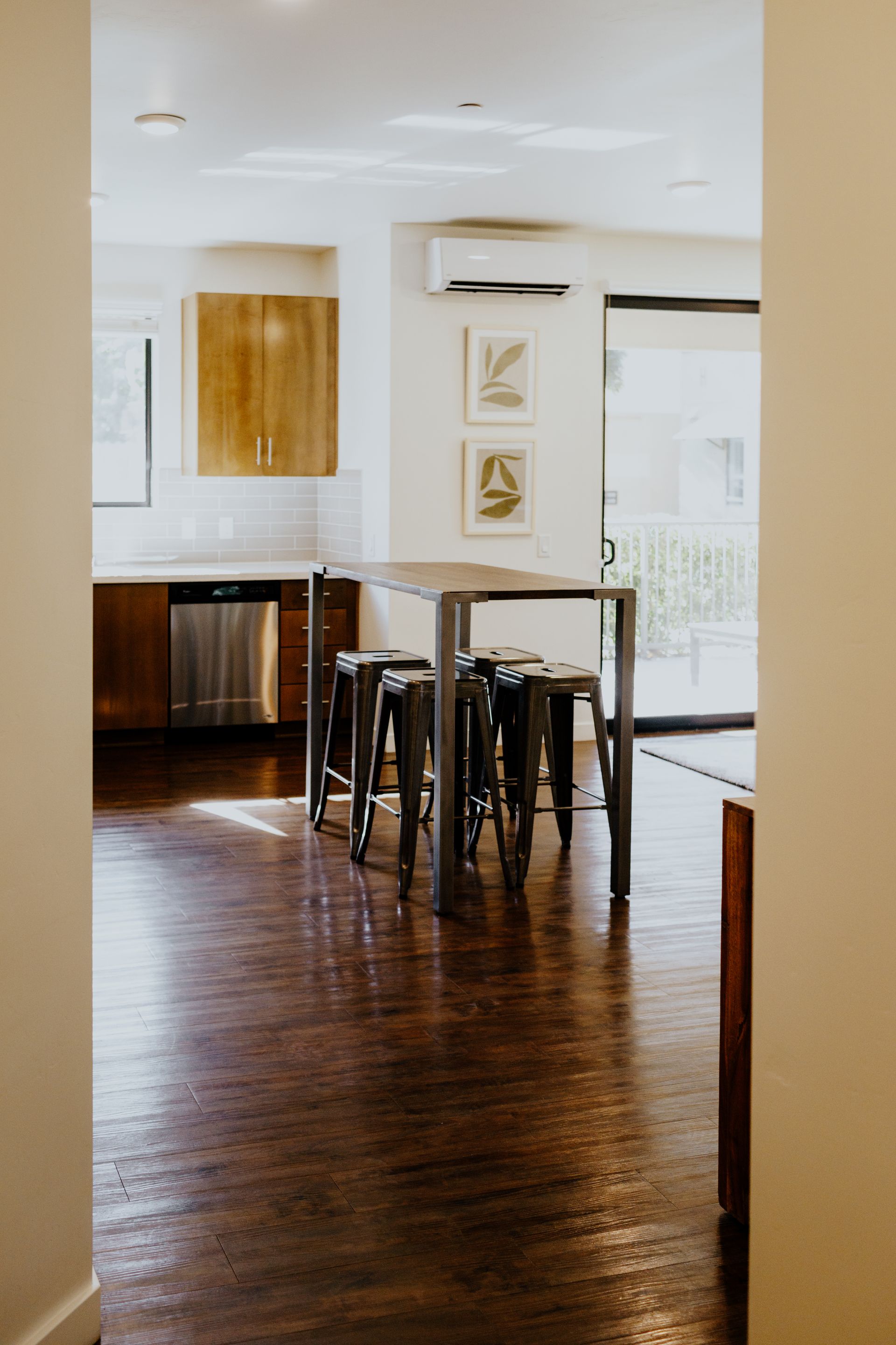 Dining table with metal chairs