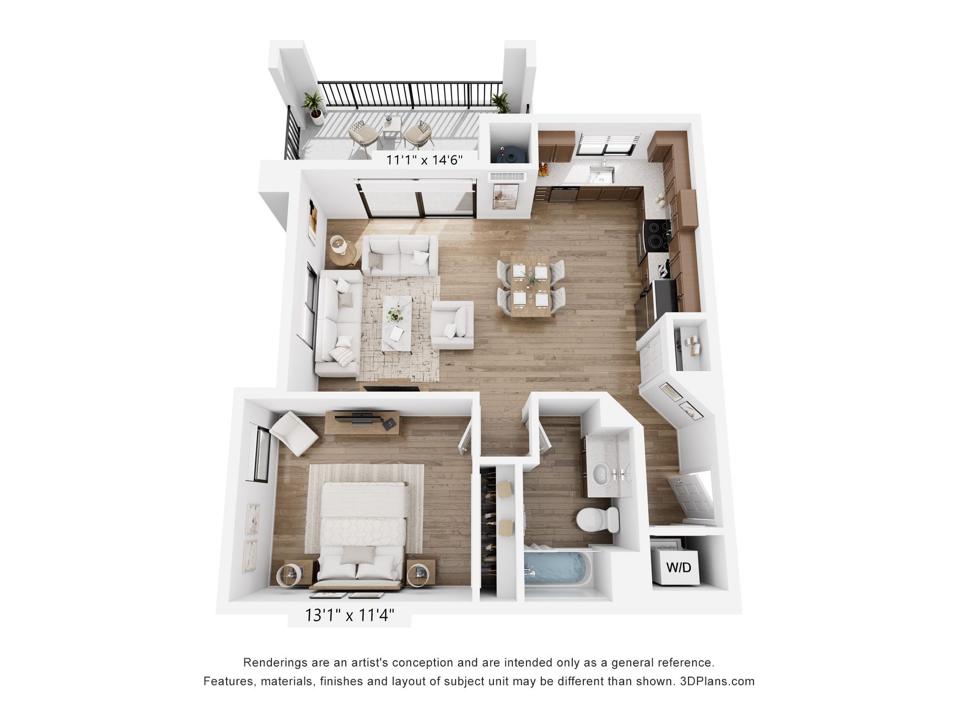 one bed floorplan