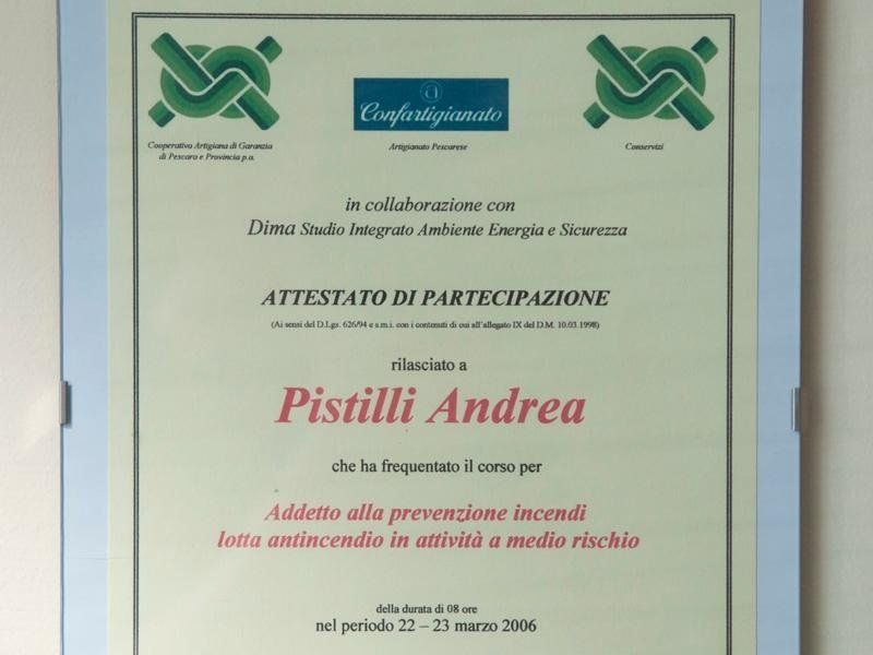 Emo Pistilli attestato