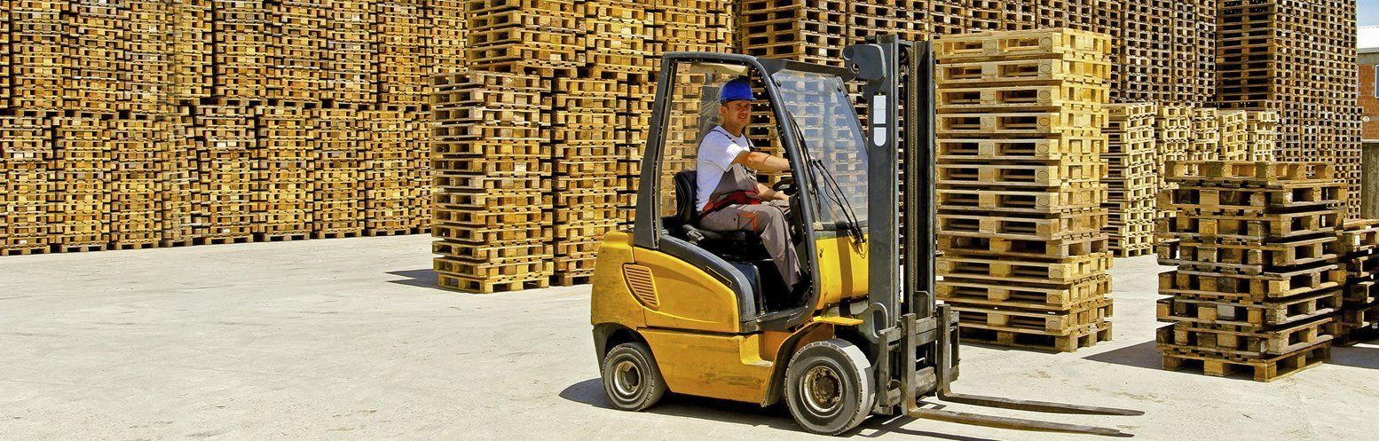 Man Riding a forklift — Las Vegas, NV — M & H Pallets LLC